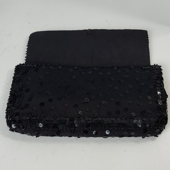 Vintage black sequin clutch 9.5"X5" snap closure - Picture 8 of 8